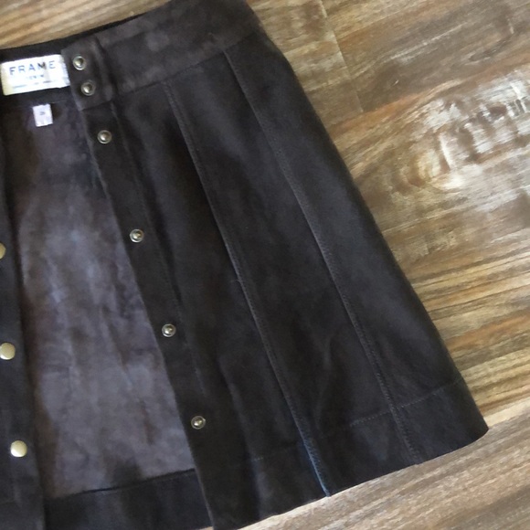 Frame Denim Suede Button Front Skirt - Picture 8 of 16